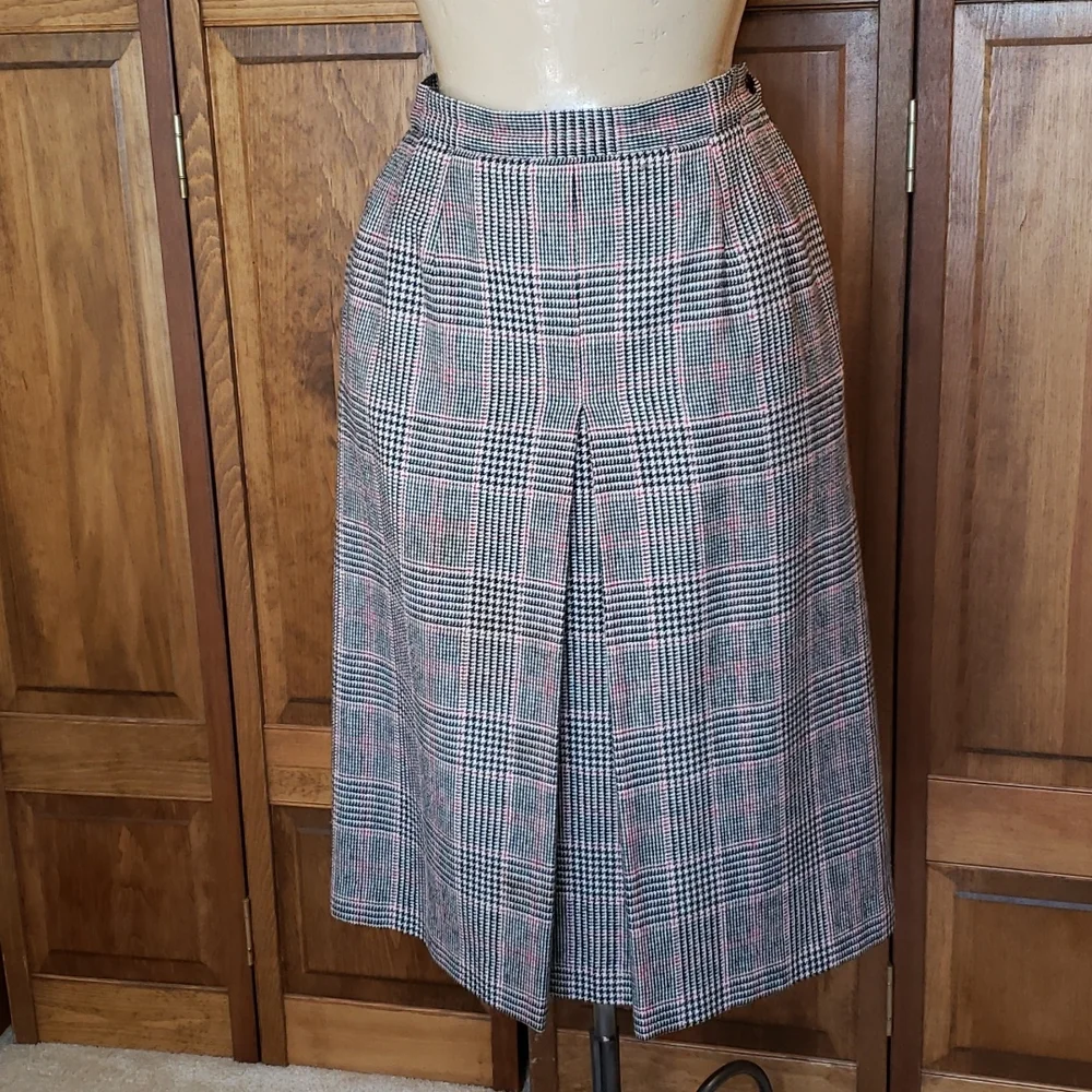 Country Suburban Vintage Wool Plaid Skirt Sz 8 - Picture 1 of 7